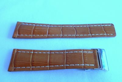 Aftermarket Breitling Brown Real Leather strap and steel clasp 24mm-Breitling Replica Watch Bands